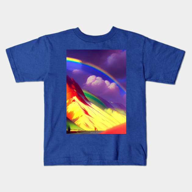 RAINBOW OVER THE MOUNTAINS Kids T-Shirt by sailorsam1805